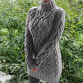 Amara - Langärmeliger Kabelstrickmuster Rollkragenpullover