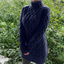 Amara - Langärmeliger Kabelstrickmuster Rollkragenpullover