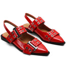 Elena - Spitze Toe Slingback Schuhe mit breiten Gurten und niedrigem Block