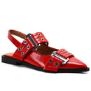 Elena - Spitze Toe Slingback Schuhe mit breiten Gurten und niedrigem Block