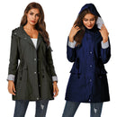 Elke - Langärmeliger Windbreaker Kapuze Jacken Mit Taschen