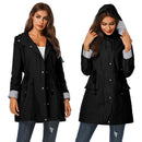 Elke - Langärmeliger Windbreaker Kapuze Jacken Mit Taschen