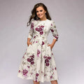 Brigitte – Modisches langärmeliges Kleid mit Blumendruck und Taschen