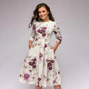 Brigitte – Modisches langärmeliges Kleid mit Blumendruck und Taschen