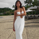 Tiffany – Modisches schulterfreies langes Kleid mit ärmellosem Design