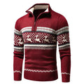 Carl - Langärmeliger Halber Reißverschluss Weihnachten Muster Pullover