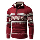Carl - Langärmeliger Halber Reißverschluss Weihnachten Muster Pullover