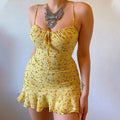 Helene – Stylisches Minikleid mit Blumenmuster und Spaghettiträgern