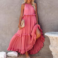 Lily – Elegantes Langes Ärmelloses Kleid Mit Rüschen