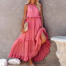 Lily – Elegantes Langes Ärmelloses Kleid Mit Rüschen