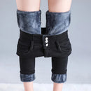 Maria - Schlanke Passform Vlies Auskleidung Hoch tailliert Denim Hosen Mit Taschen