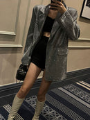 Klara - Stylischer Pailletten Blazer mit langen Ärmeln und Reverskragen