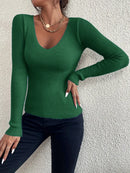 Salome - Lässiger Schlanke Passform V Ausschnitt Strickpullover mit langen Ärmeln