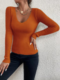 Salome - Lässiger Schlanke Passform V Ausschnitt Strickpullover mit langen Ärmeln