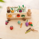 VeggieTots - Interaktiver Holzwagen mit bunten Gemüsesortierern und Tierfiguren
