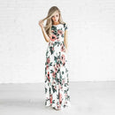 Liora – Elegantes Maxikleid mit Blumenmuster Rundhalsausschnitt und langen Ärmeln
