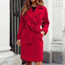 Liesa - Langärmeliger Trenchcoat mit Reverskragen Gürtel und Taschen