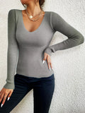 Salome - Lässiger Schlanke Passform V Ausschnitt Strickpullover mit langen Ärmeln