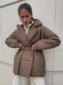 Talia - Warm Langärmelig Gürtel Mantel Mit Taschen