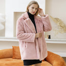 Amelia - Warmer Langärmelig Fake Pelz Jacke Mit Taschen