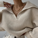 Emilia - Laternenhülse Offener Hals Strickpullover