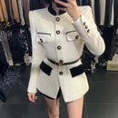 Sima – Eleganter Langarm Blazer mit Taschen Knöpfen und verstellbarem Gürtel