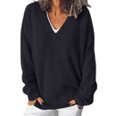 Mia - Warmer V Ausschnitt Langärmelig Pullover
