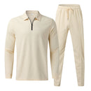 Paul – Zweiteiliges Set aus langärmligem Hemd mit Reißverschlusskragen und Hose mit Kordelzug