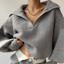 Emilia - Laternenhülse Offener Hals Strickpullover