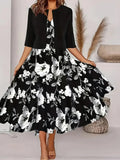 Denise – Blumendruck Midikleid mit Blazer und Kurzarm