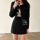 Paula - Lässiger langärmeliger Blazer mit Rock zweiteiliges Set