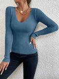 Salome - Lässiger Schlanke Passform V Ausschnitt Strickpullover mit langen Ärmeln