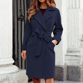 Liesa - Langärmeliger Trenchcoat mit Reverskragen Gürtel und Taschen