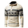 Carl - Langärmeliger Halber Reißverschluss Weihnachten Muster Pullover