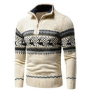 Carl - Langärmeliger Halber Reißverschluss Weihnachten Muster Pullover