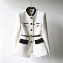 Sima – Eleganter Langarm Blazer mit Taschen Knöpfen und verstellbarem Gürtel