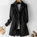 Carla - Warmer langärmeliger Trenchcoat mit Reverskragen und Knopfversch