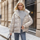 Mia - Langärmelig Reißverschluss Pufferjacke Mit Taschen