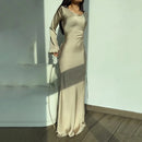 Annie – Elegantes Langes Vintage Kleid Mit Ausgestellten Ärmeln
