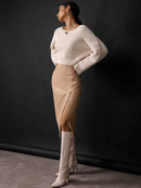 Frieda – Stylischer Hohe Taille Rock mit Seitenschlitz