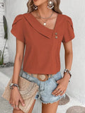 Zara - Elegance Locker Geschnittene Bluse Mit Kurzen Ärmeln