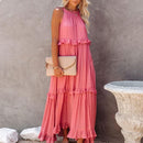 Lily – Elegantes Langes Ärmelloses Kleid Mit Rüschen