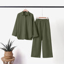 Marie – Zweiteiliges Set mit langärmligem locker sitzendem Hemd und Hose mit weitem Bein