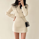 Paula - Lässiger langärmeliger Blazer mit Rock zweiteiliges Set