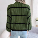 Ella - Langärmeliger Rundhalsausschnitt Gestreift Strickpullover