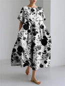 Nora - Casual Maxi Kleid mit künstlerischem Druck und langer Ärmel