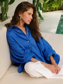 Isla – Button-Down-Hemden mit überschnittenen Schultern und gerollten Ärmeldetails