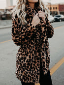 Isabel - Warmer Langärmelig Flauschig Leopard Druck Mantel