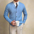 Anselm - Langärmelige V Ausschnitt Gestrickt Strickjacke Mit Knöpfen