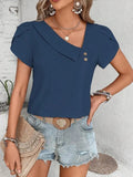 Zara - Elegance Locker Geschnittene Bluse Mit Kurzen Ärmeln